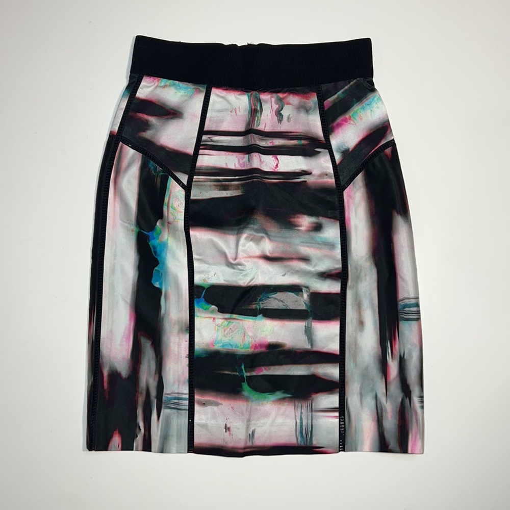 Milly Watercolor Brush Stroke Pencil Skirt, size 0 - Picture 2 of 11